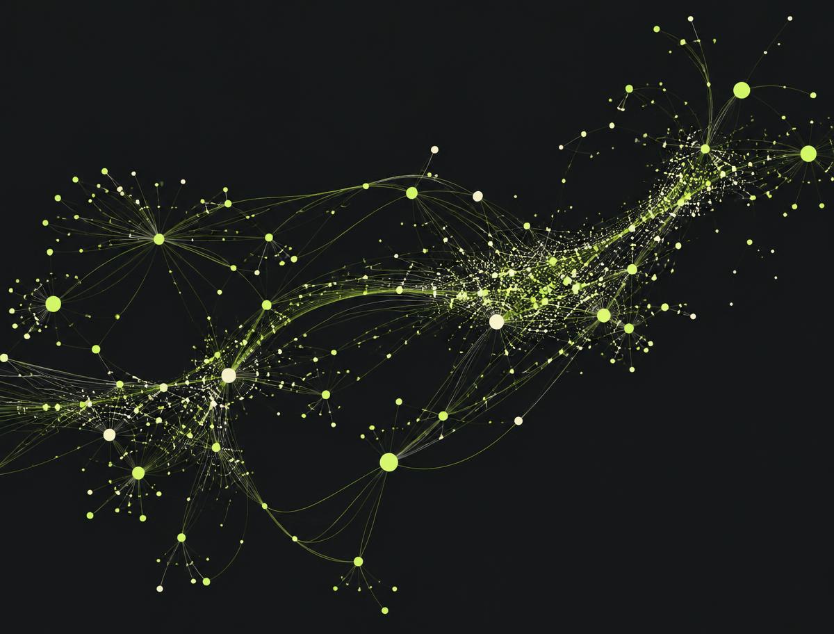 Abstract visualisation of connected data nodes